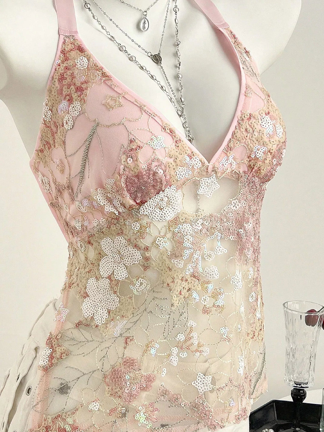 Sequin Halter Neck Cami
