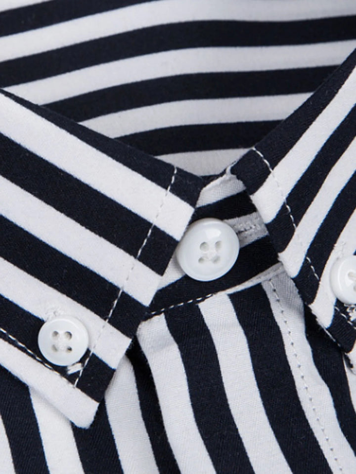 Men's Plus Size Striped Button Up Long Sleeve Shirt