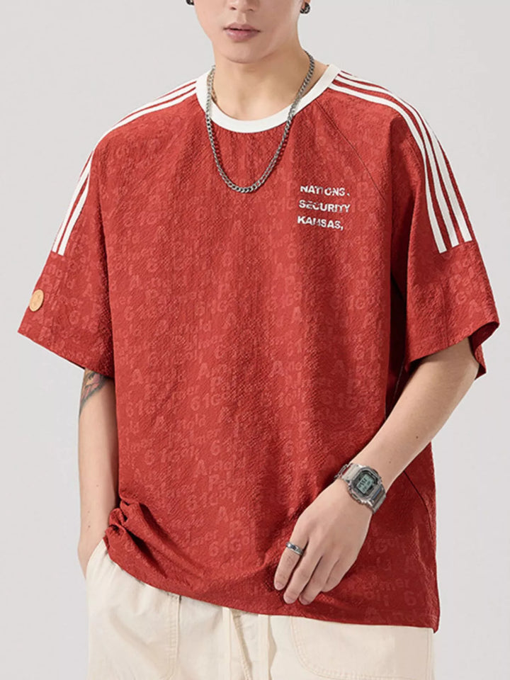 Men's Full Size Striped Shoulder Relaxed Fit T-Shirt Plus Size