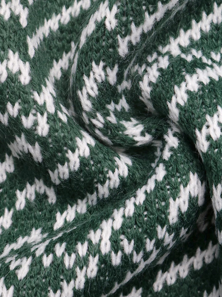 Geometric Patterned Collared Sweater