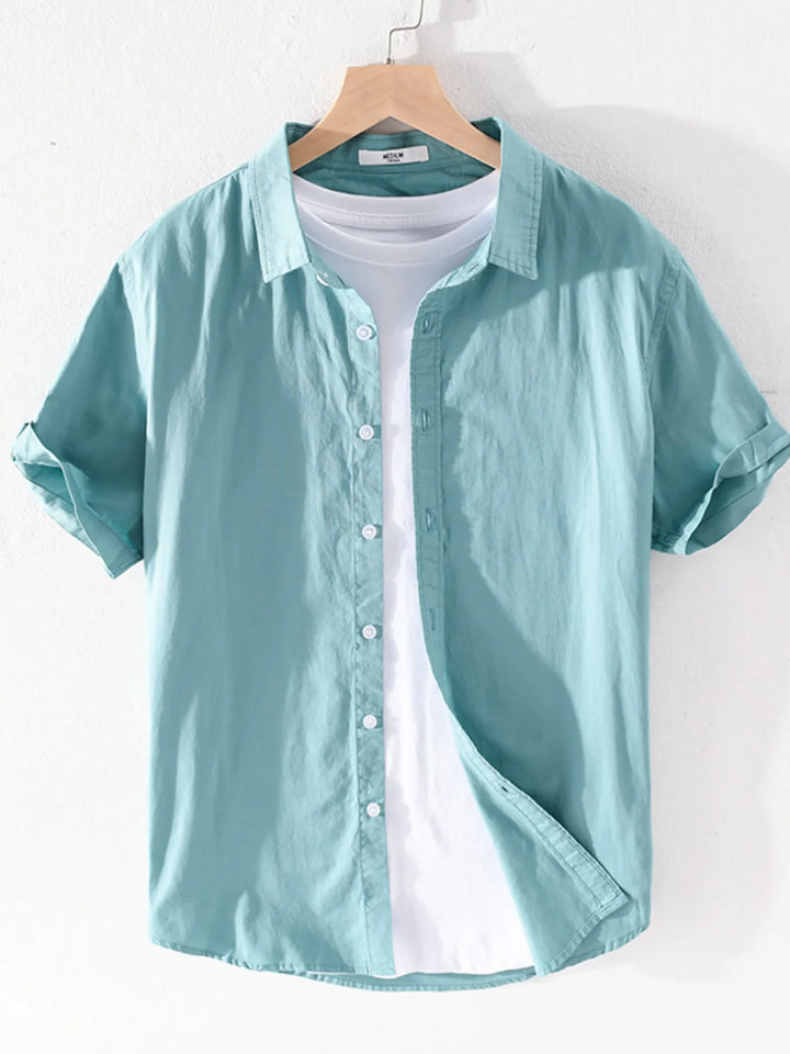 Men's Plus Size Short Sleeve Button-Up Shirt
