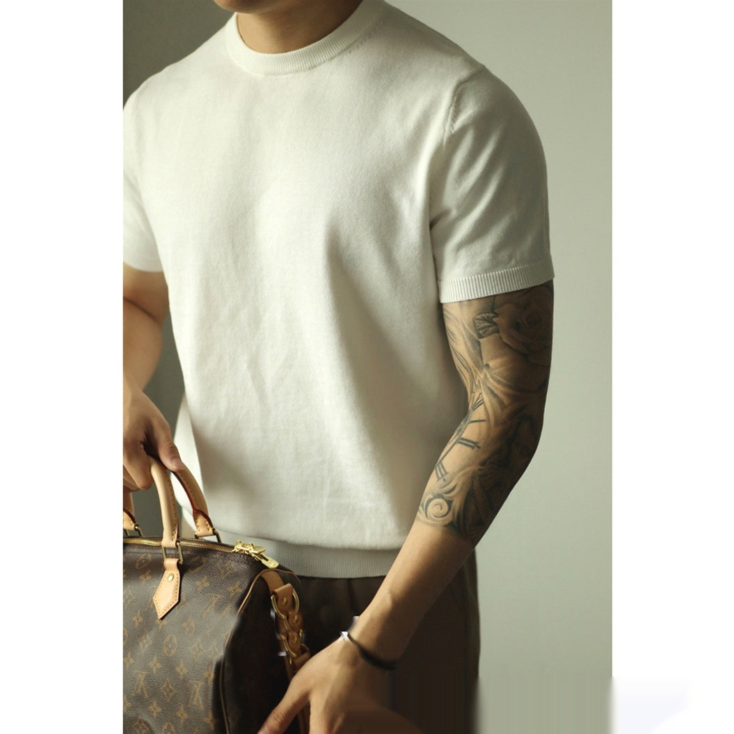 Men's Small Turtleneck Slim-fit Short Sleeve Cool Feeling