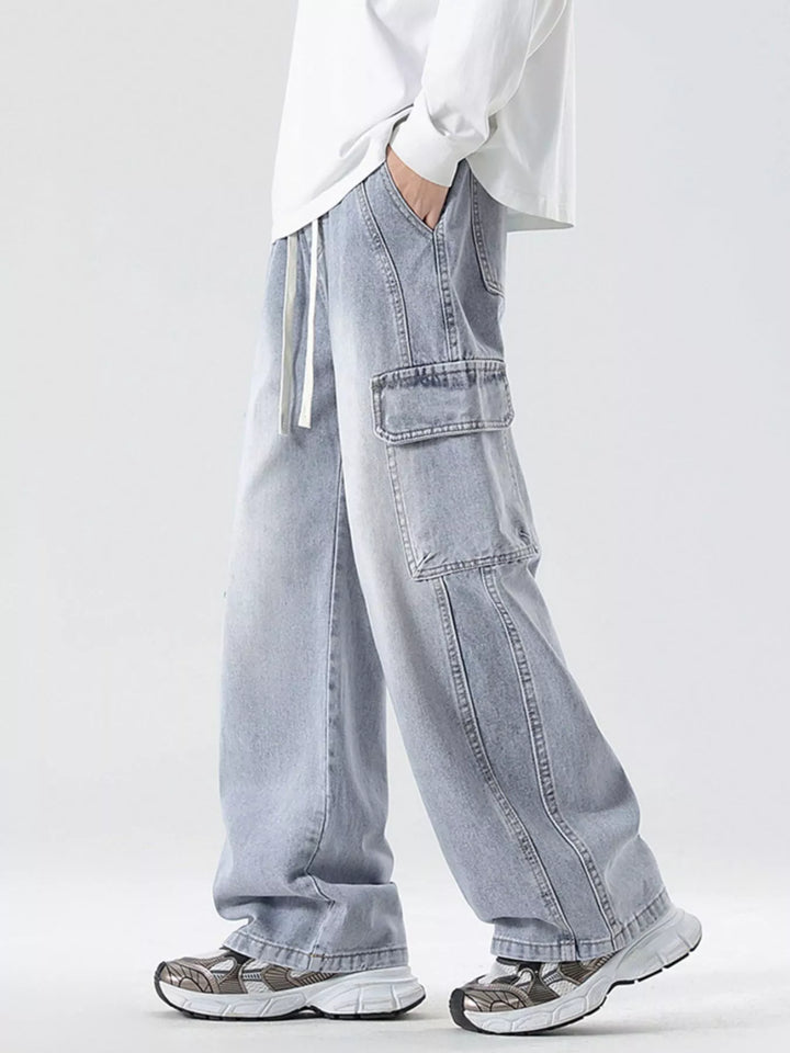 Men's Full Size Wide Leg Cargo Jeans Plus Size