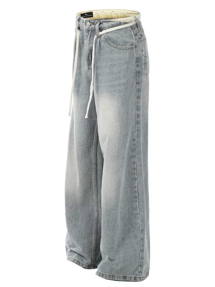 Men's Washed Wide-Leg Jeans