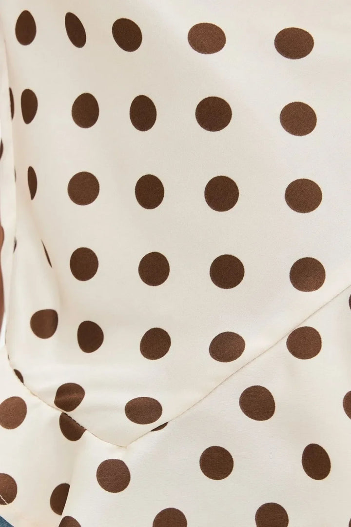 Crisscross Ruffled Hem Polka Dot Cami