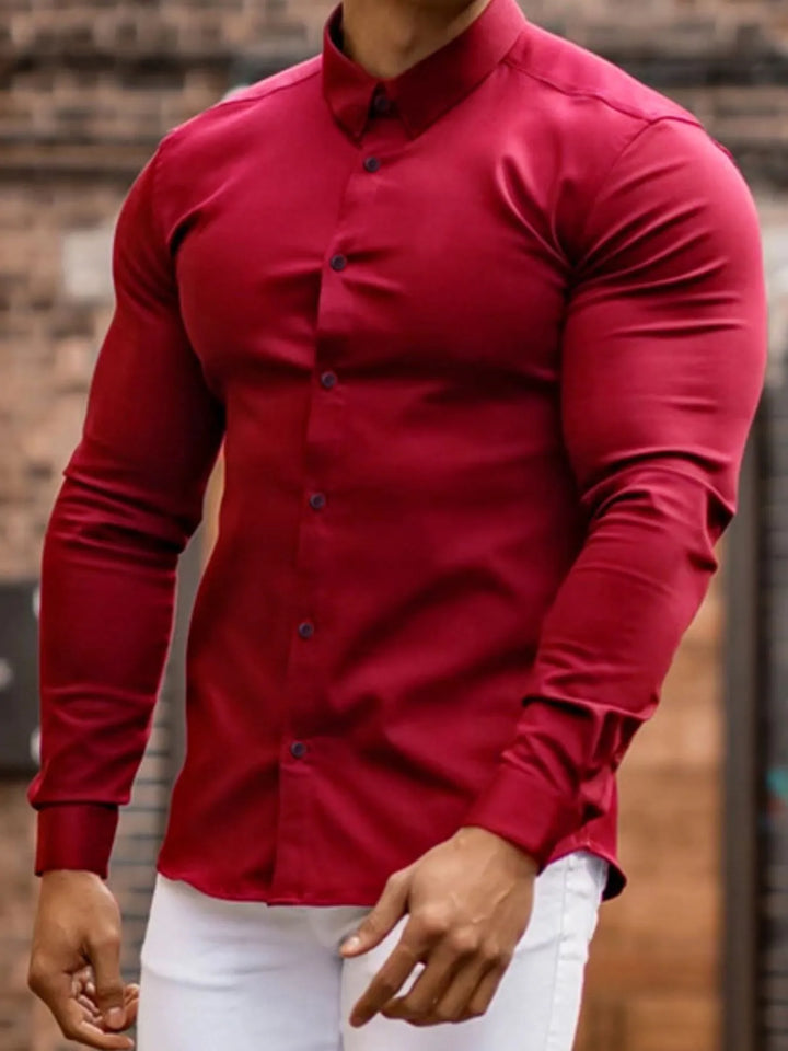 Men's Plus Size Button Up Long Sleeve Shirt