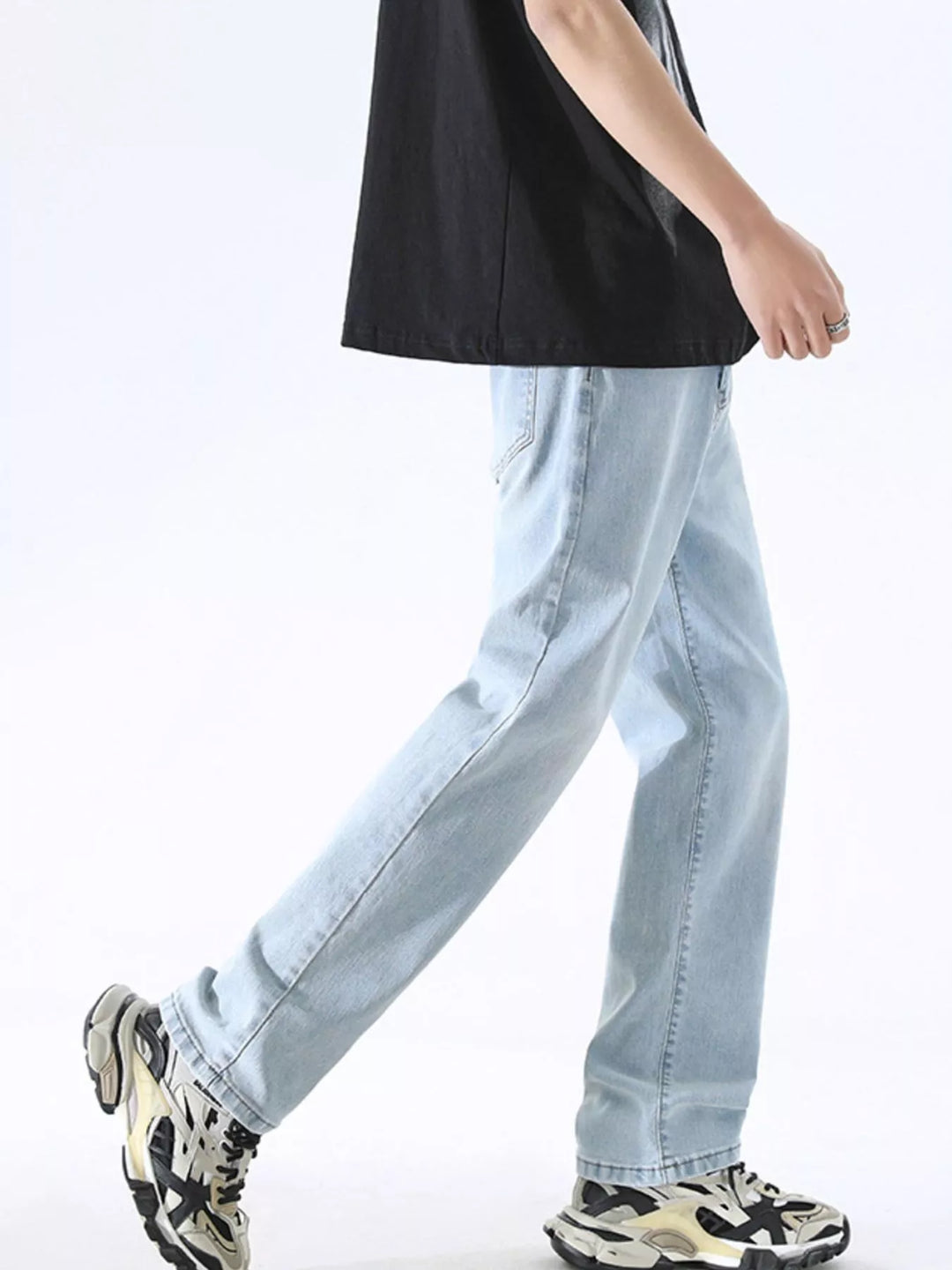 Men's Full Size Wash Wide Leg Jeans Plus Size