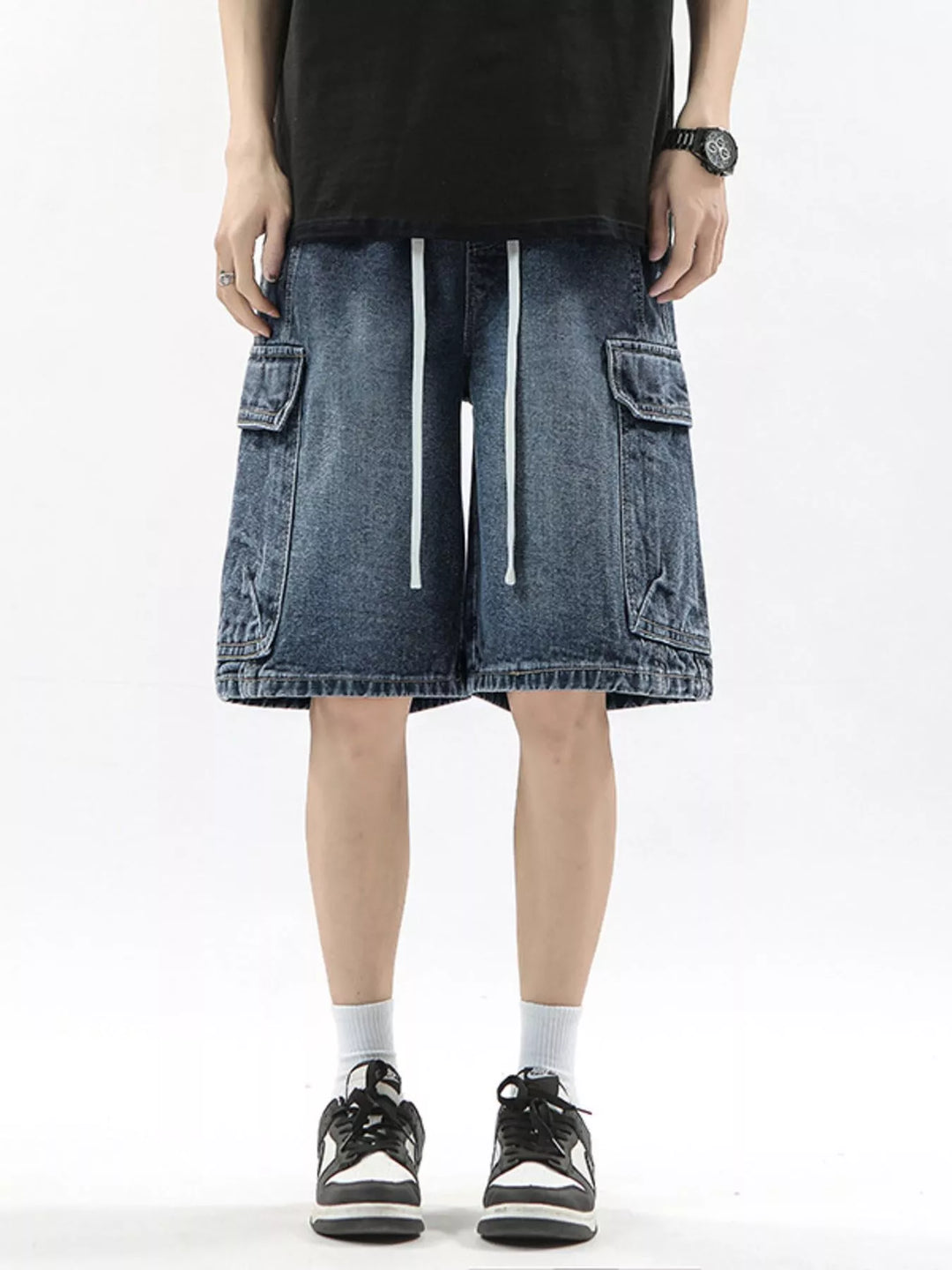 Men's Full Size Wash Drawstring Cargo Shorts Plus Size