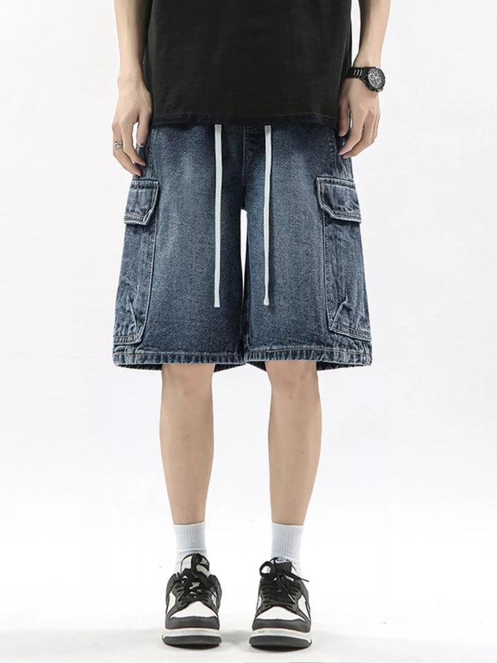 Men's Full Size Wash Drawstring Cargo Shorts Plus Size