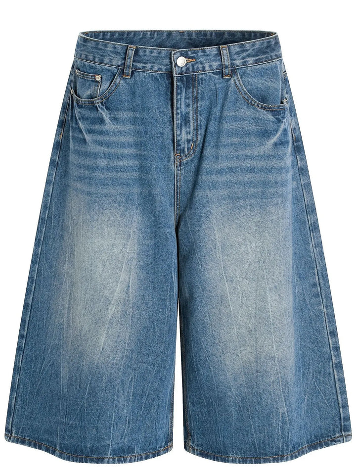 Men's Wide Leg Relaxed Fit Denim Shorts