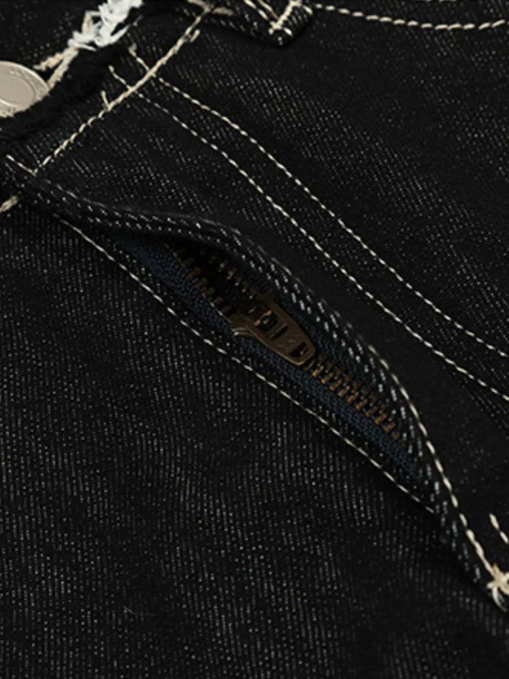 Men's Washed Frayed Hem Cuff Jeans