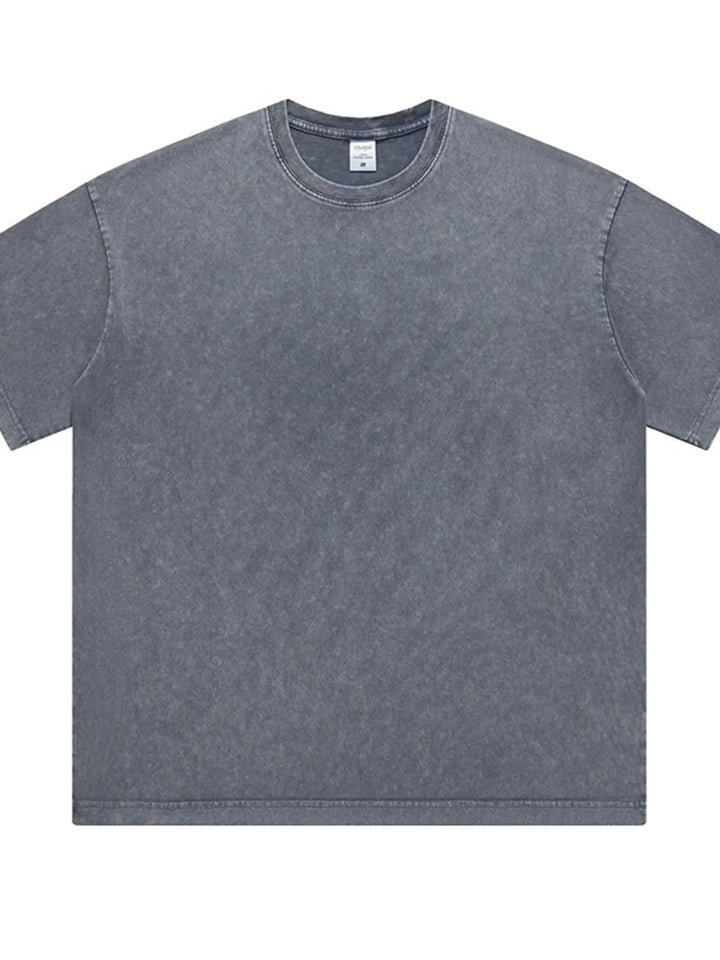 Men's Full Size Short Sleeve Round Neck Washed T-Shirt Plus Size