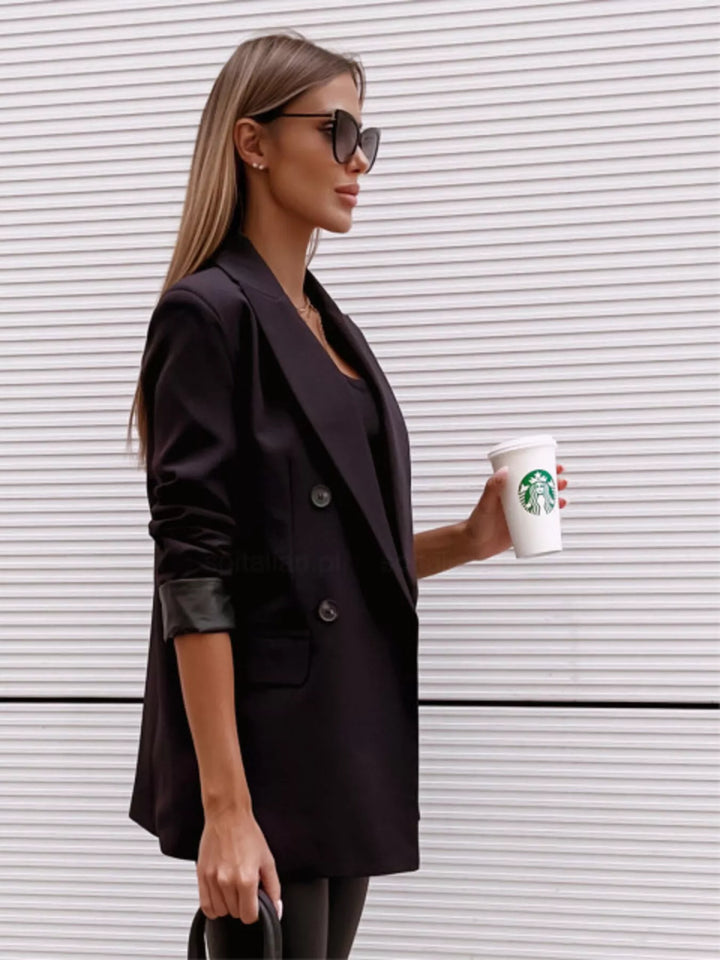 Lapel Collar Long Sleeve Blazer