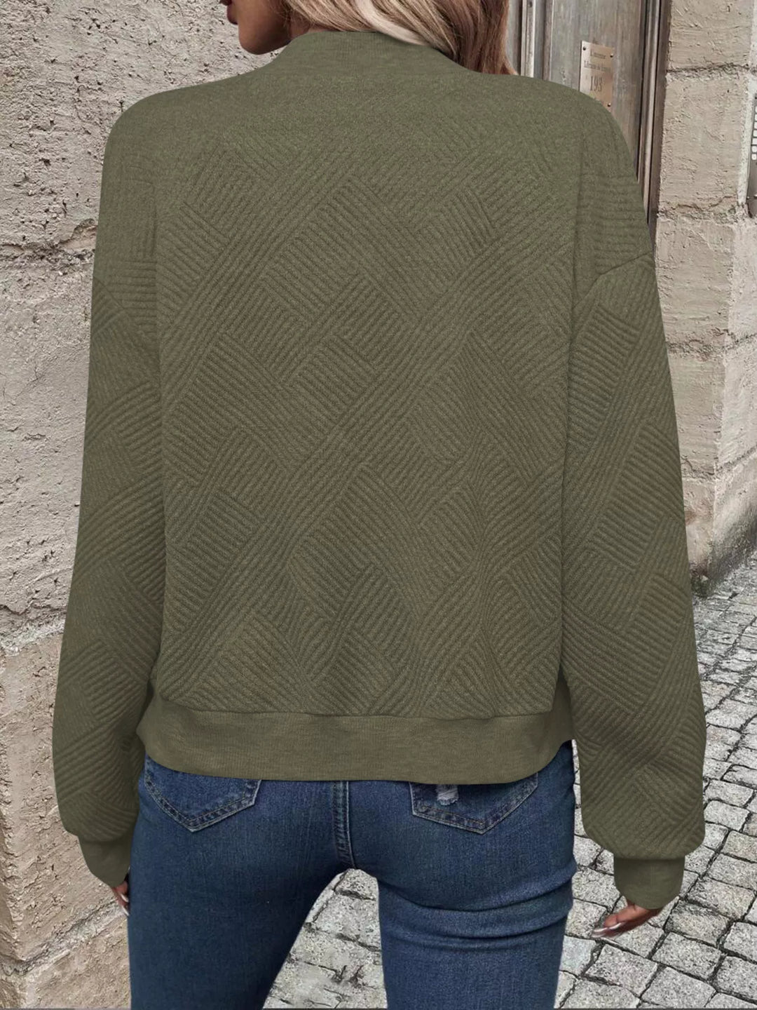 Full Size Zip Up Long Sleeve Textured Jacket Plus Size