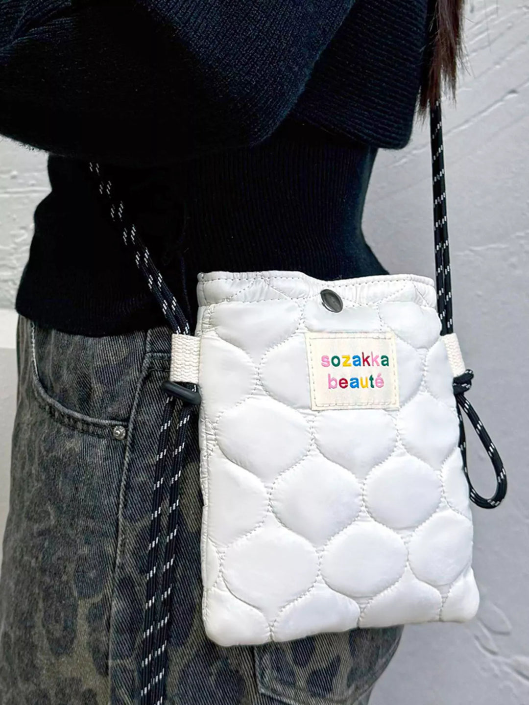 Quilted Padded Crossbody Bag with Adjustable Strap