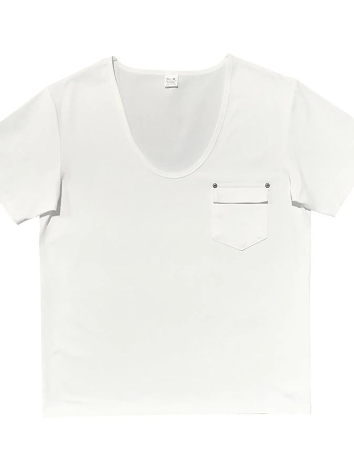 Men's Full Size Pocketed V-Neck T-Shirt Plus Size