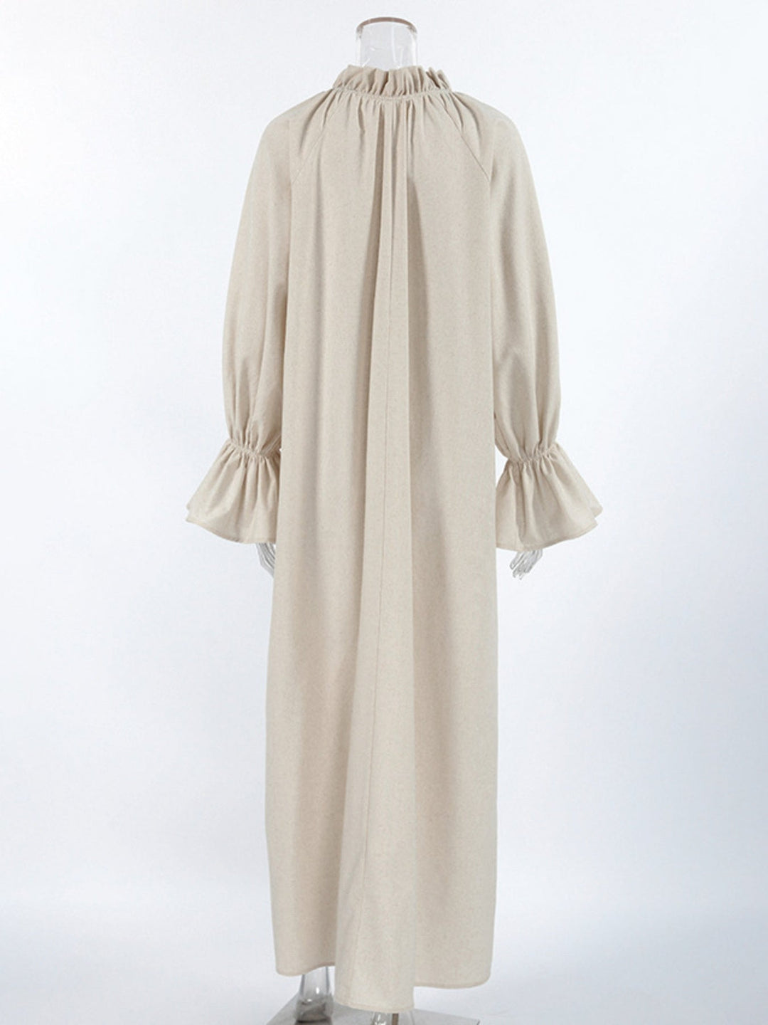 Tie Neck Flounce Sleeve Maxi Dress