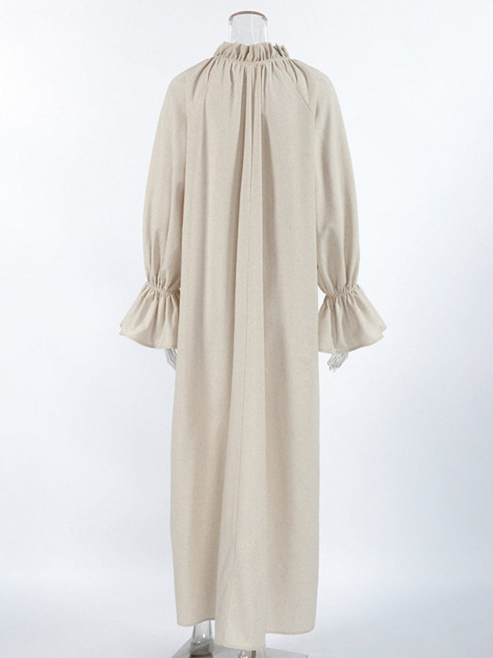 Tie Neck Flounce Sleeve Maxi Dress