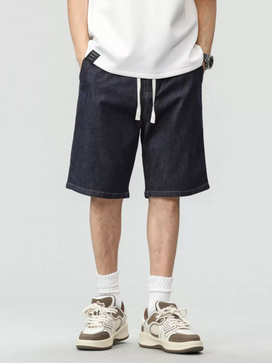 Men's Plus Size Drawstring Denim Shorts