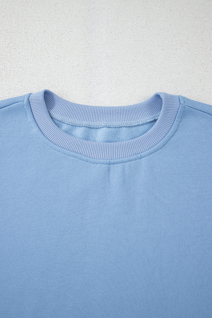 Myosotis Contrast Bow Decor Dropped Sleeve Crewneck Sweatshirt