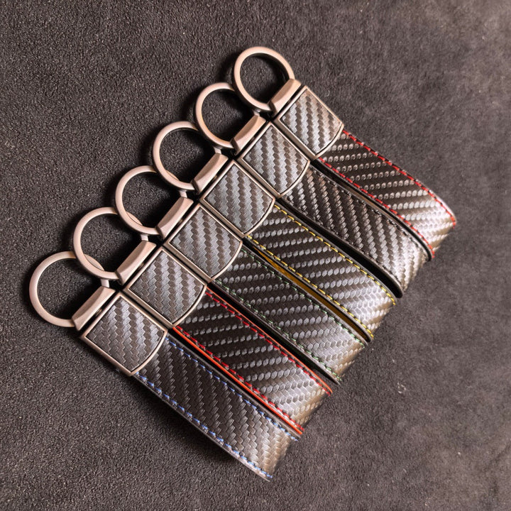 Carbon-fiber-pattern Car Keychain Pendant