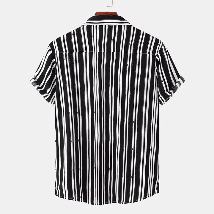 Men's Plus Size Striped Short Sleeve Button-Down Shirt
