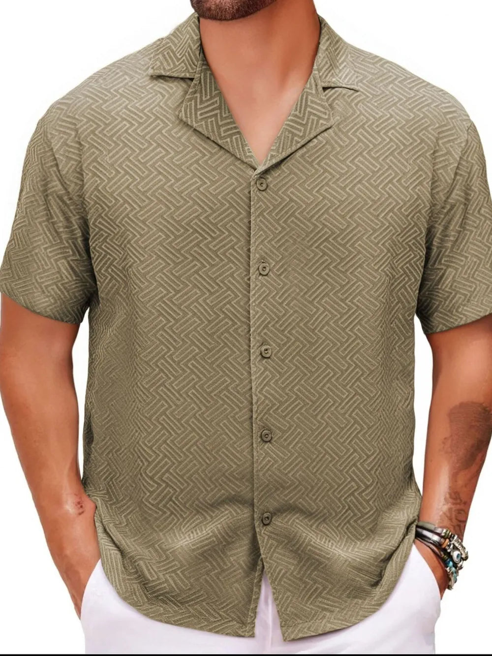 Men's Plus Size Button Down Short Sleeve Shirt