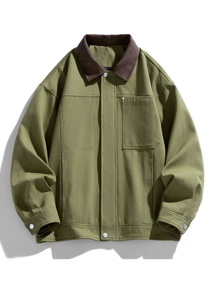 Men's Plus Size Snap Down Long Sleeve Jacket