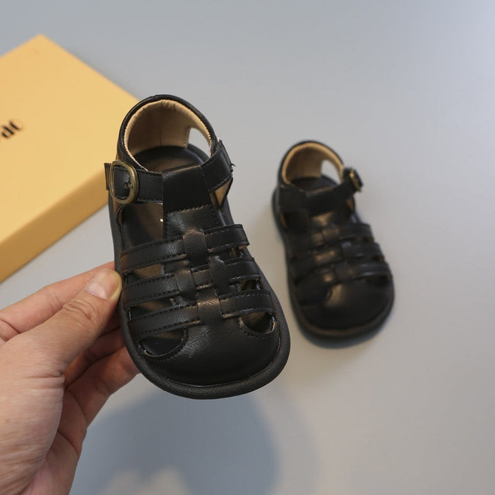 Girls' Closed Toe Children's Shoes Toddler Shoes Woven Hollowed Roman Shoes