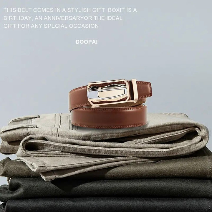 Mens Cowhide Double-Layer Cowhide Stylish Business Casual All-Match Belt For Trousers