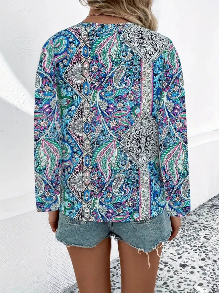 Paisley Print Long Sleeve Blouse