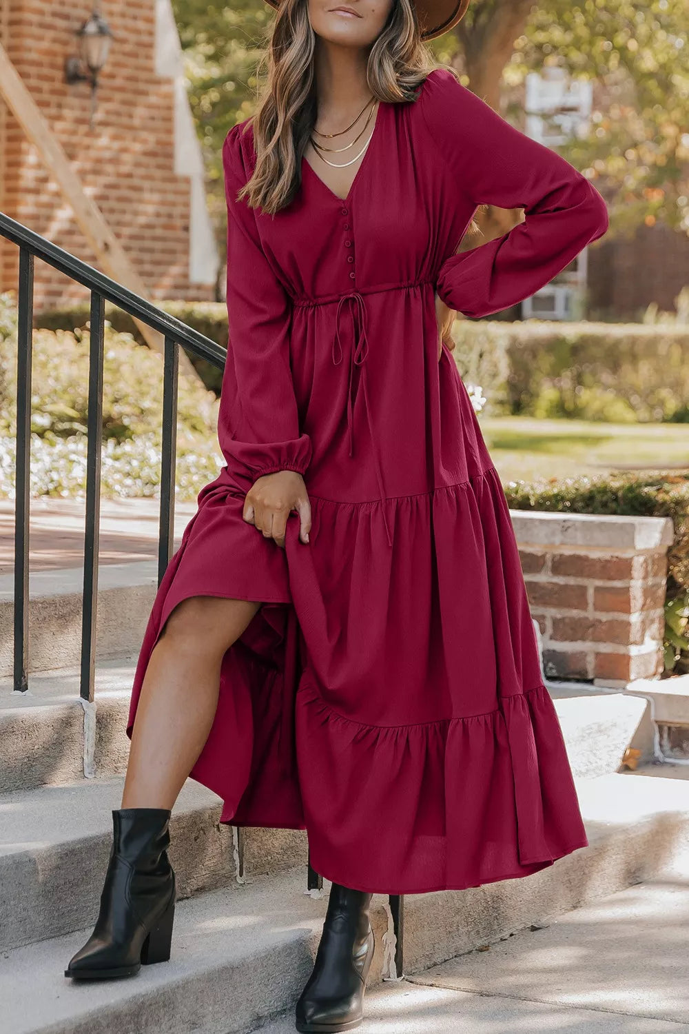 Leopard Trim Notched Neck Short Puff Sleeve Shift Mini Dress