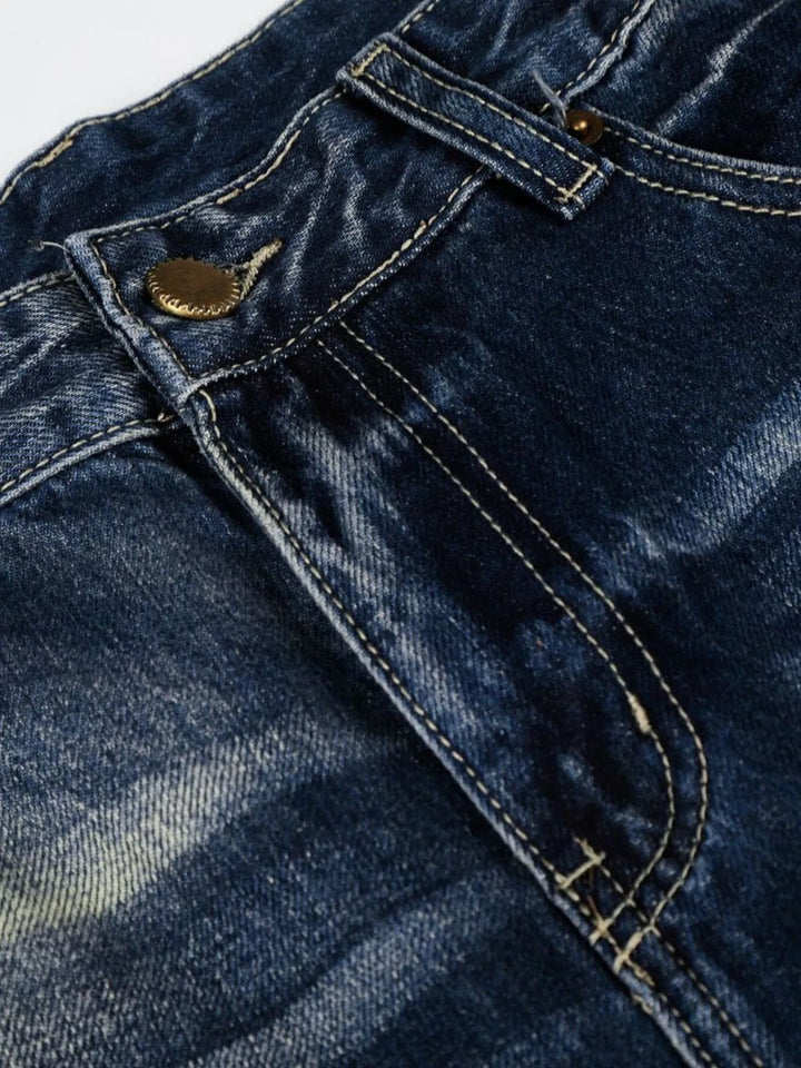 Men's Full Size Distressed Wide-Leg Bootcut Jeans Plus Size