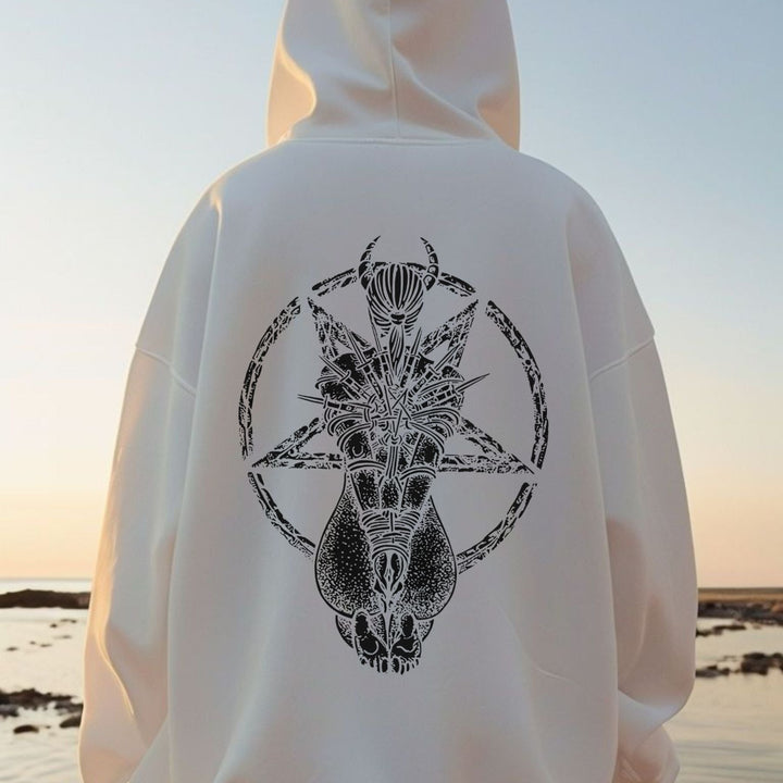 Goat Skull Pentagram Occult Hoodie – Gothic & Pagan Apparel, Mystical Pullover, Witchy Gift