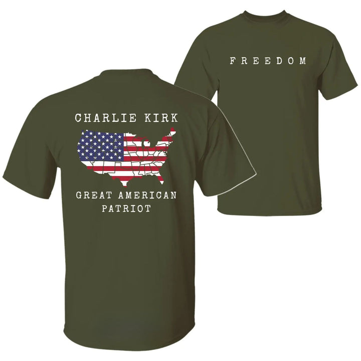 Charlie Kirk "Freedom & True Patriot" T-Shirt - American Statement Tee, Political Fan Apparel