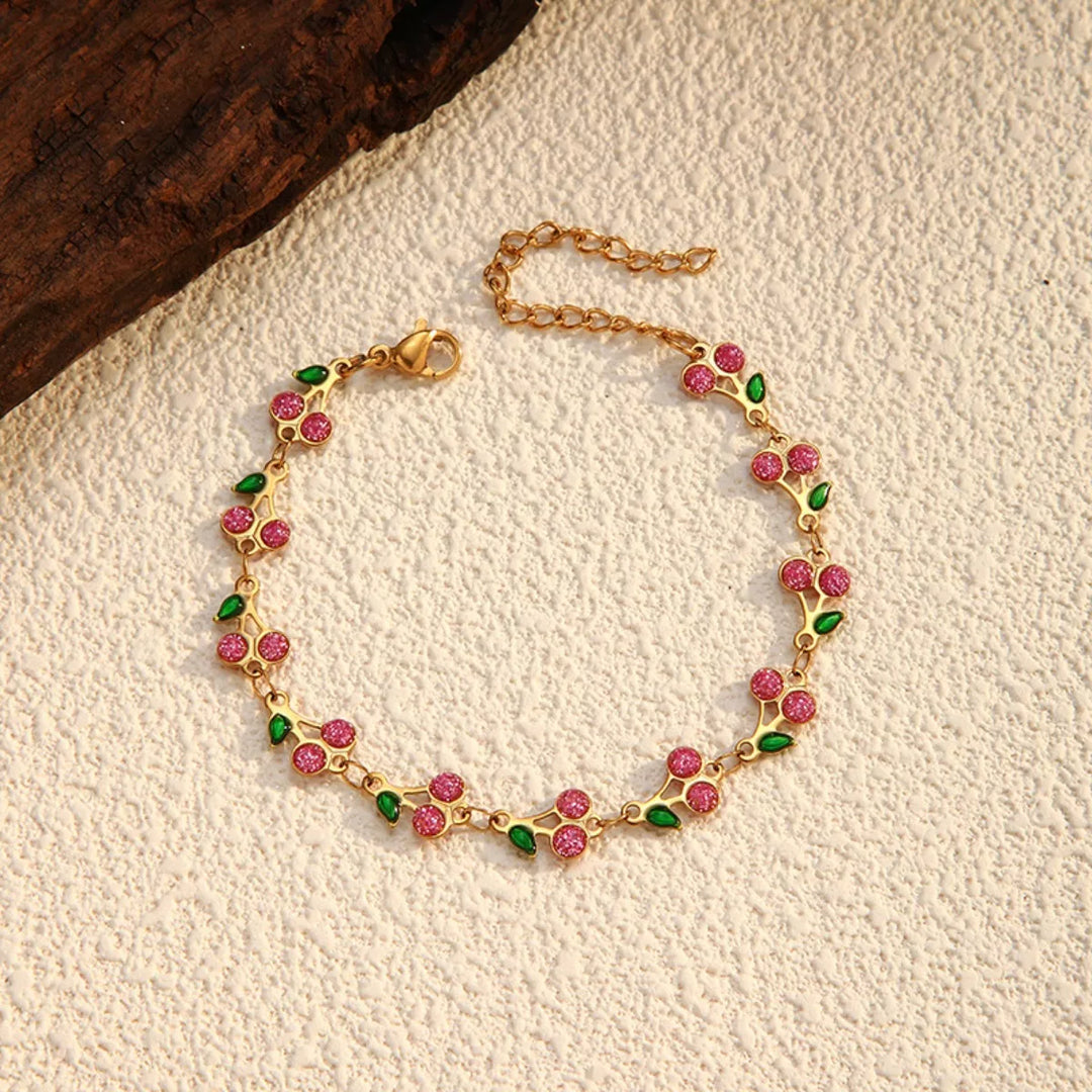 18K Gold-Plated Cherry Charm Bracelet
