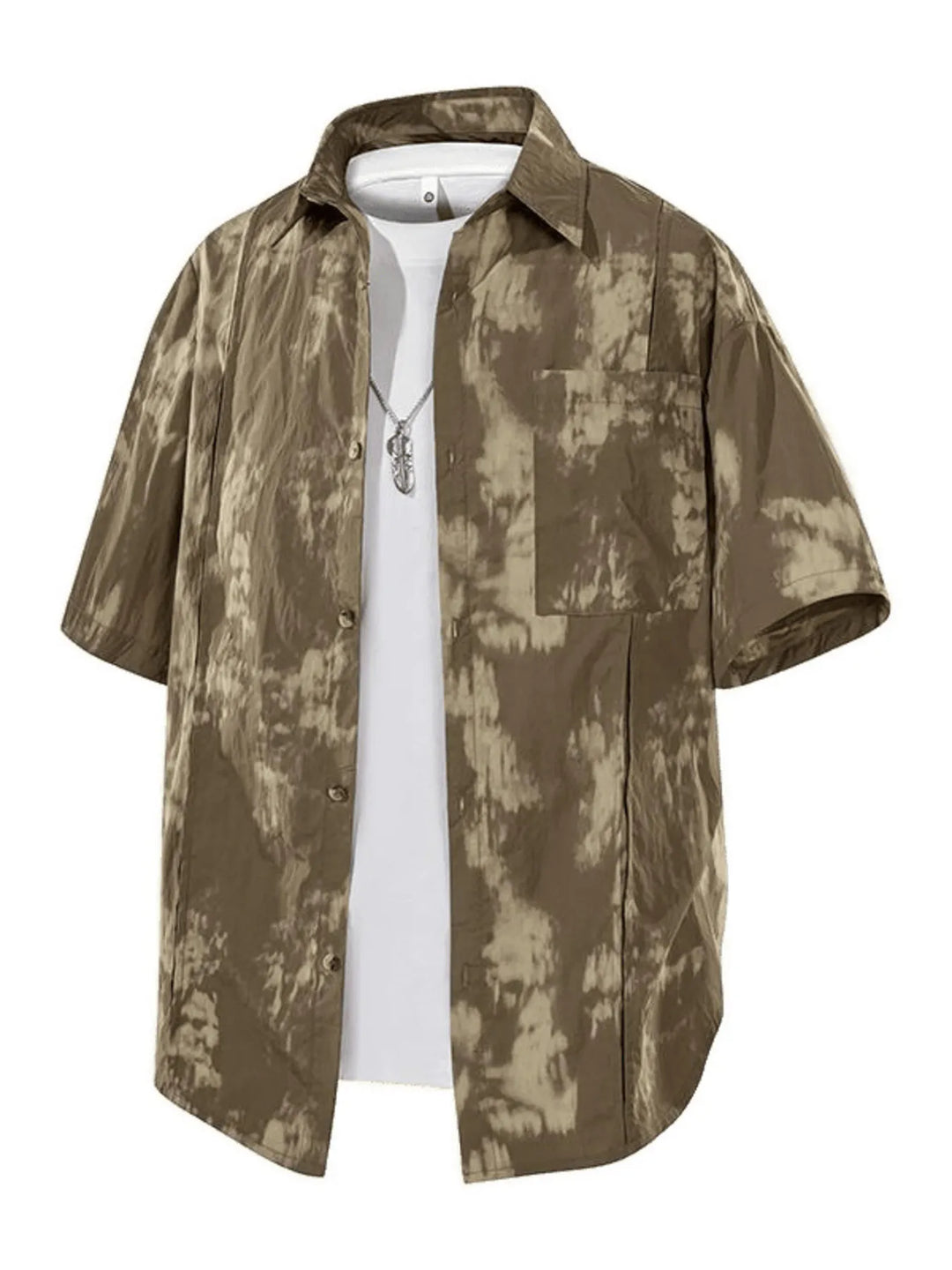 Men's Plus Size Tie-Dye Print Casual Short Sleeve Shirt