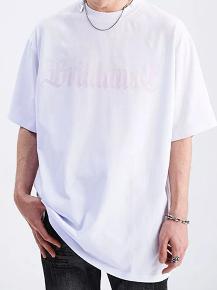 Men's Letter Round Neck Half Sleeve T-Shirt