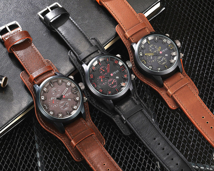 Mens Trendy Korean-style Sport Watch With A Bold Large Dial For Students
