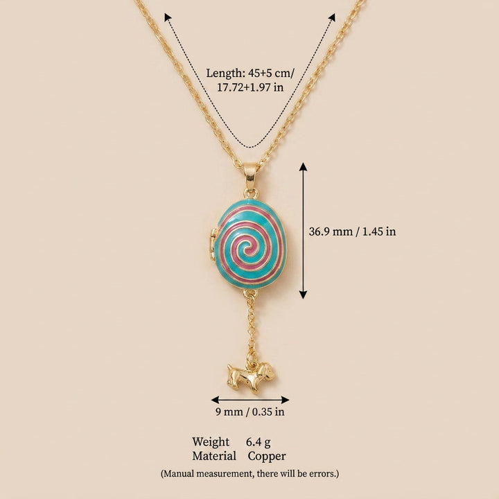 Colorful Dripped-Oil Egg Tumbler Puppy Pendant Necklace