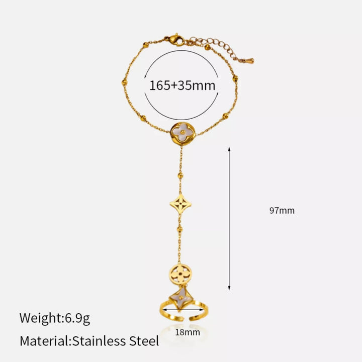 18K Gold-Plated Clover Charm Hand Chain Bracelet