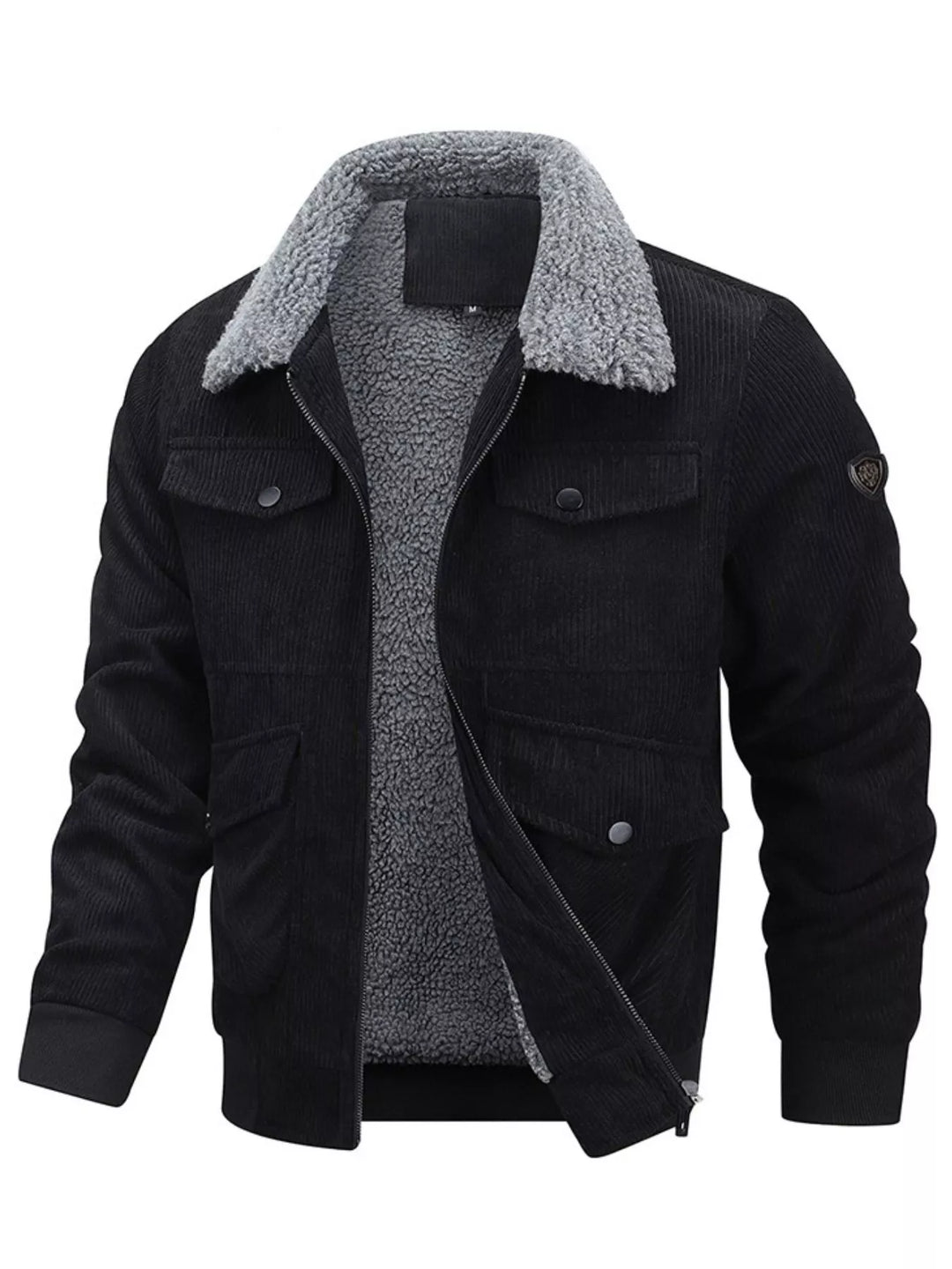 Men's Plus Size Corduroy Sherpa Lined Winter Coat