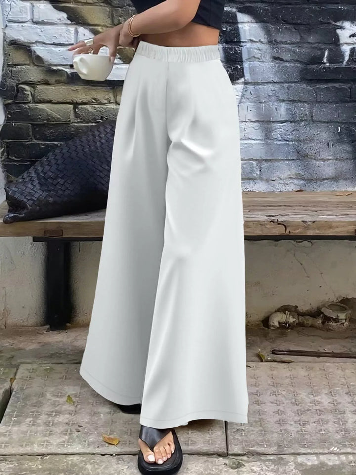 Plus Size Elastic Waist Wide Leg Pants