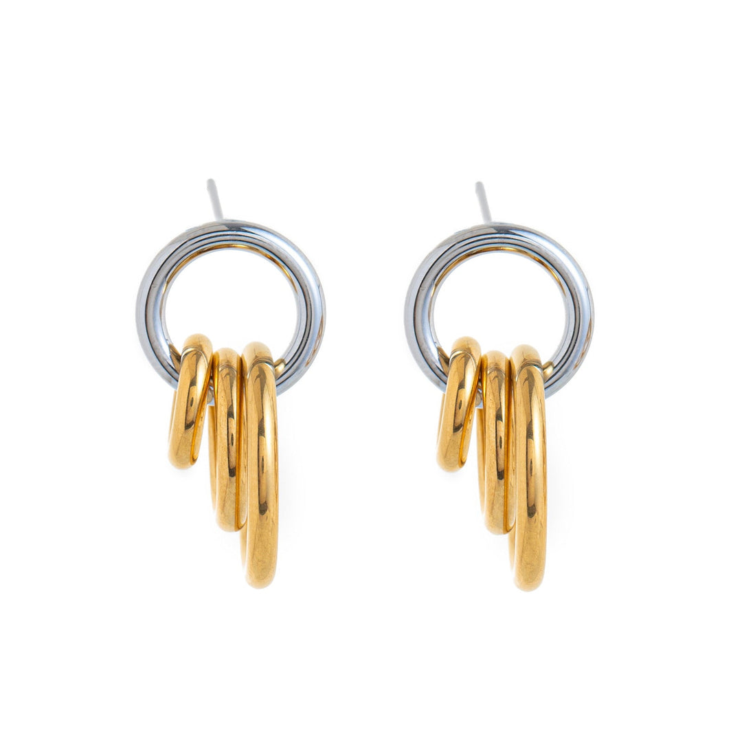 Golden Three-ring Hoop Earrings Made Of Stainless Steel