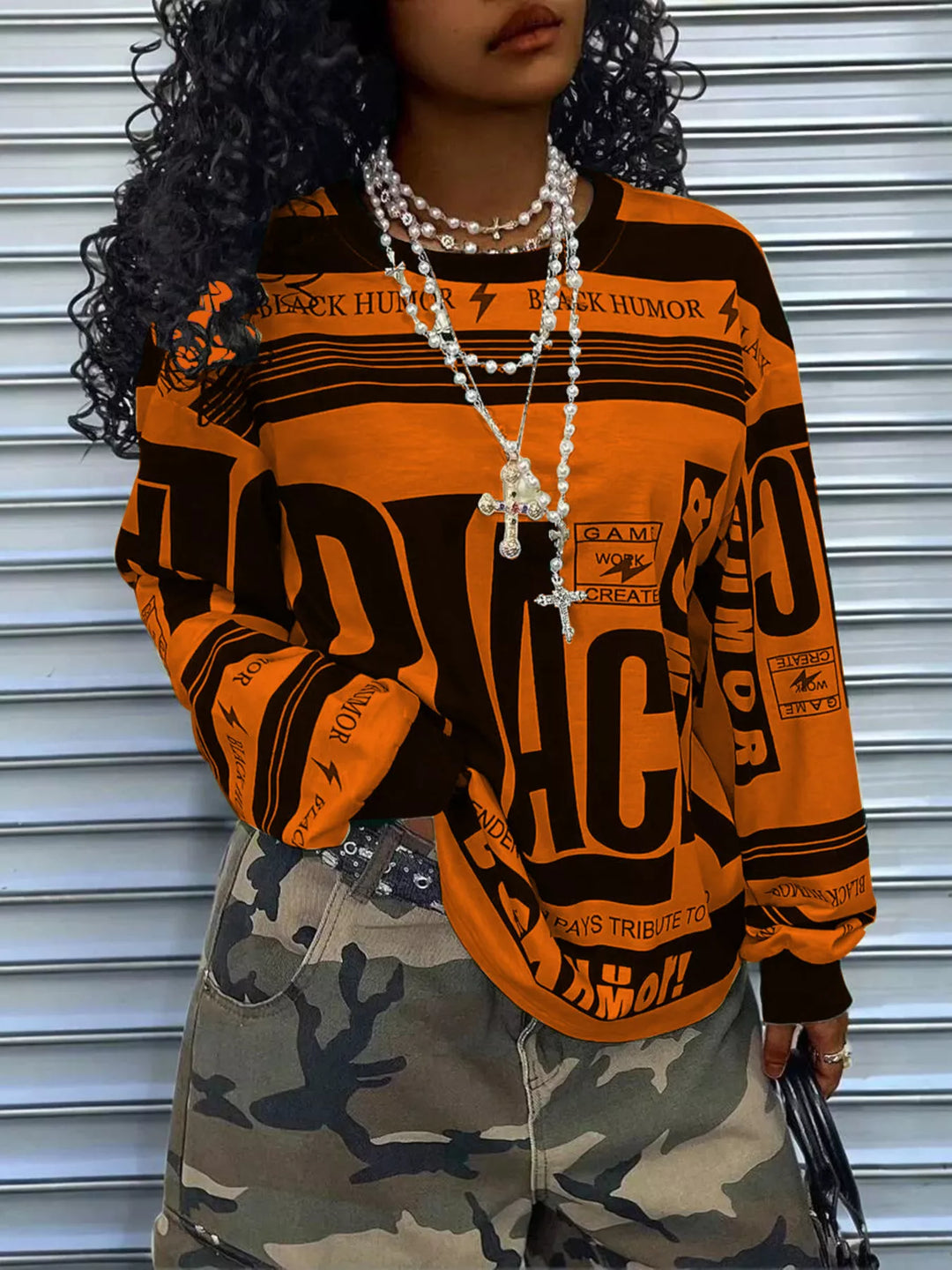 Printed Drop Shoulder Long Sleeve T-Shirt