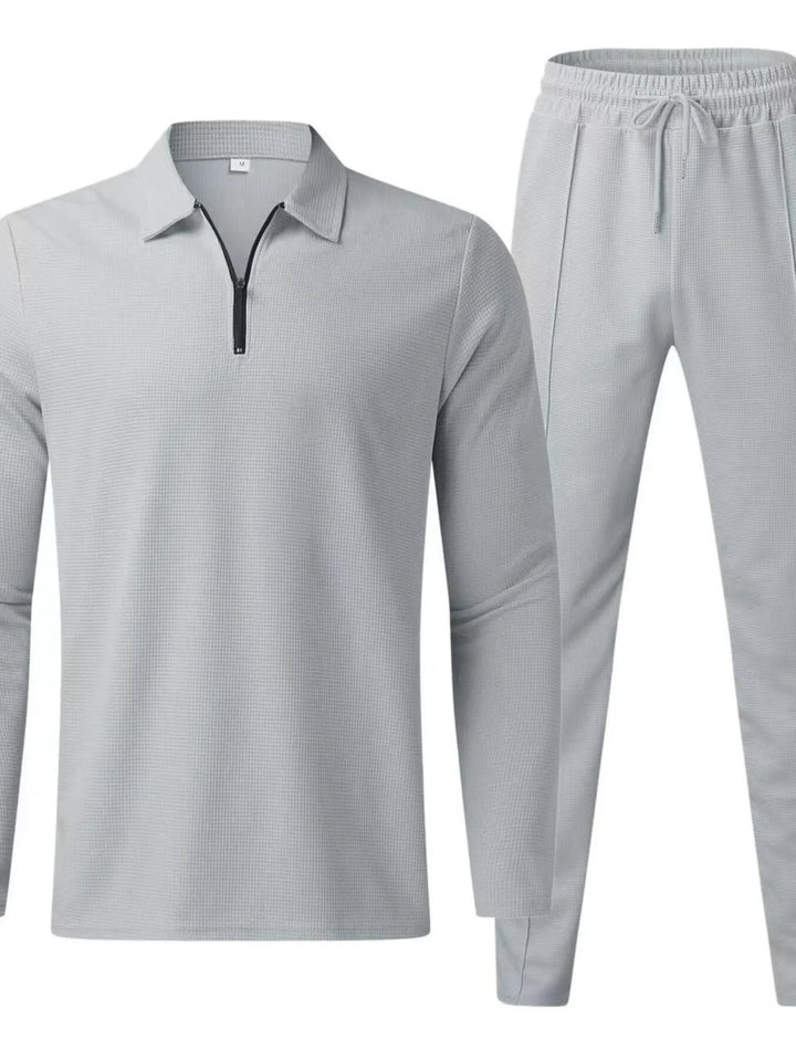 Men's Full Size Long Sleeve Top and Pants Set Plus Size