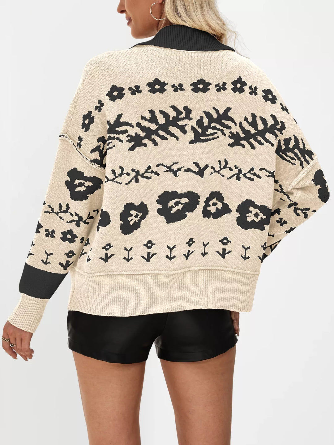 Floral Pattern Button-Down Cardigan