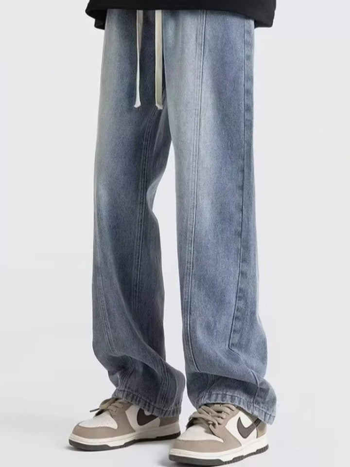 Men's Full Size Vintage Wash Wide Leg Jeans Plus Size