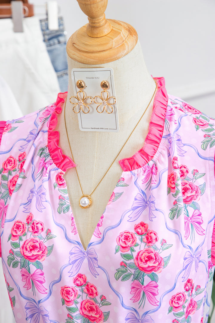 Purple Tiered Ruffles Sleeveless Summer Floral Dress