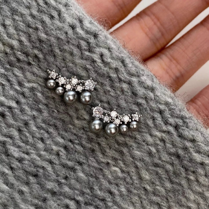 Alloy Pearl Cluster Earrings